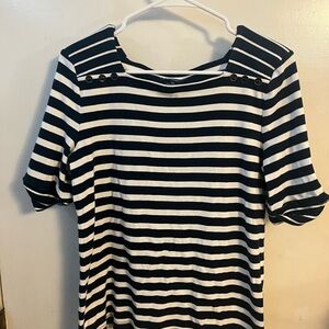 Croft & Barrow LIKE NEW Navy and White Striped Shirt Cuffed Button Sleeve (XL)💙✨